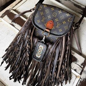 Brown Fringe Designer Louis Vuitton Crossbody Bag